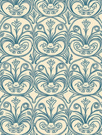 Teal Acanthus Scroll Medallion Rug