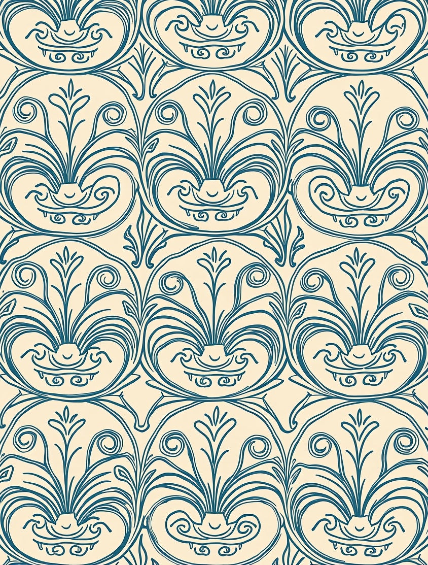 Teal Acanthus Scroll Medallion Rug