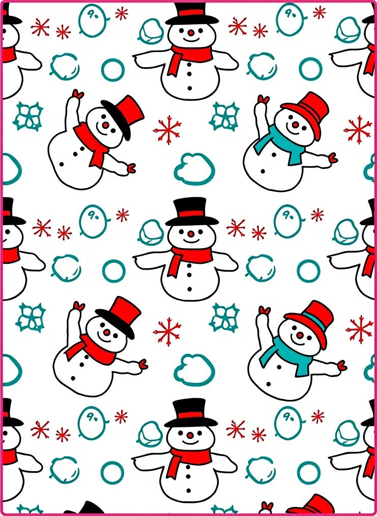 Merry Snowmen Red Hat Scarf Rug