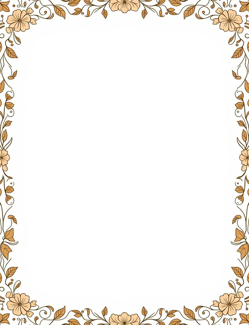 Golden Bronze Floral Vine Outline Rug