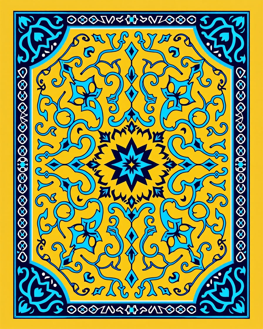 Golden Turquoise Star Medallion Rug
