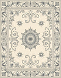 Cream Gray Floral Mandala Frame Rug
