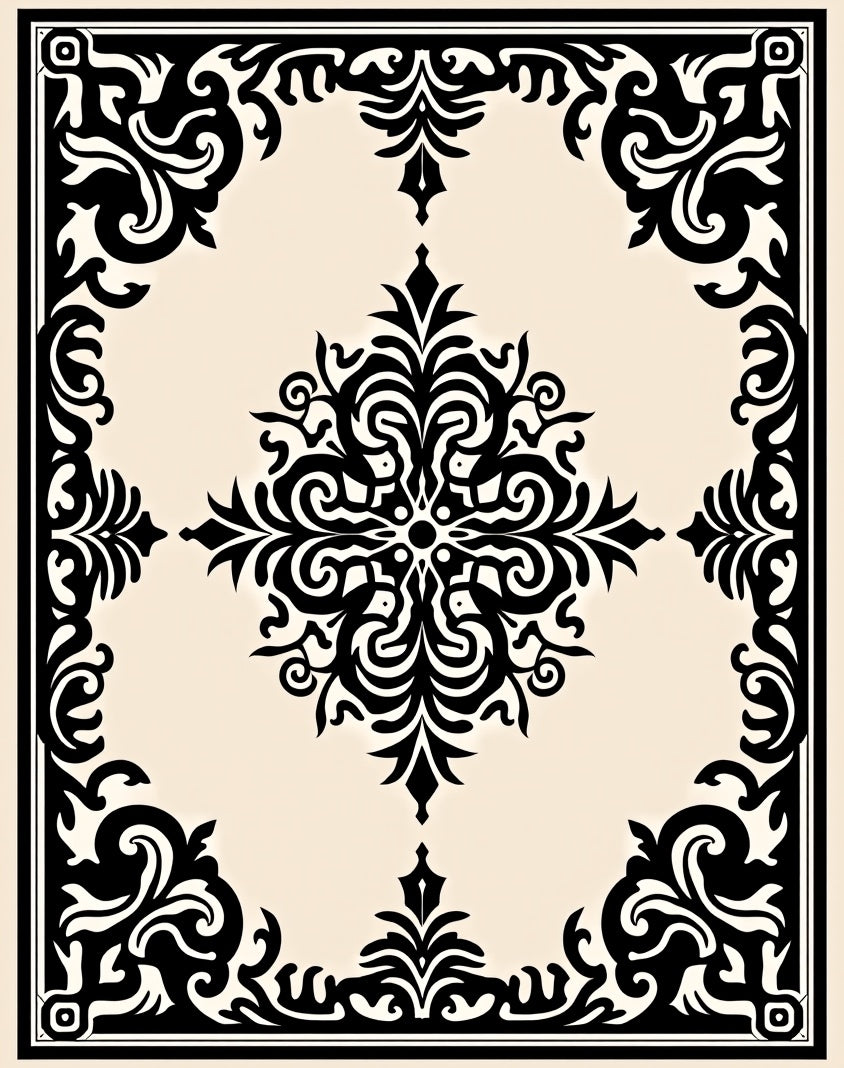 Black Ivory Baroque Medallion Rug