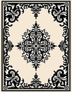 Black Ivory Baroque Medallion Rug