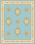 Light Blue Golden Medallion Symmetry Rug