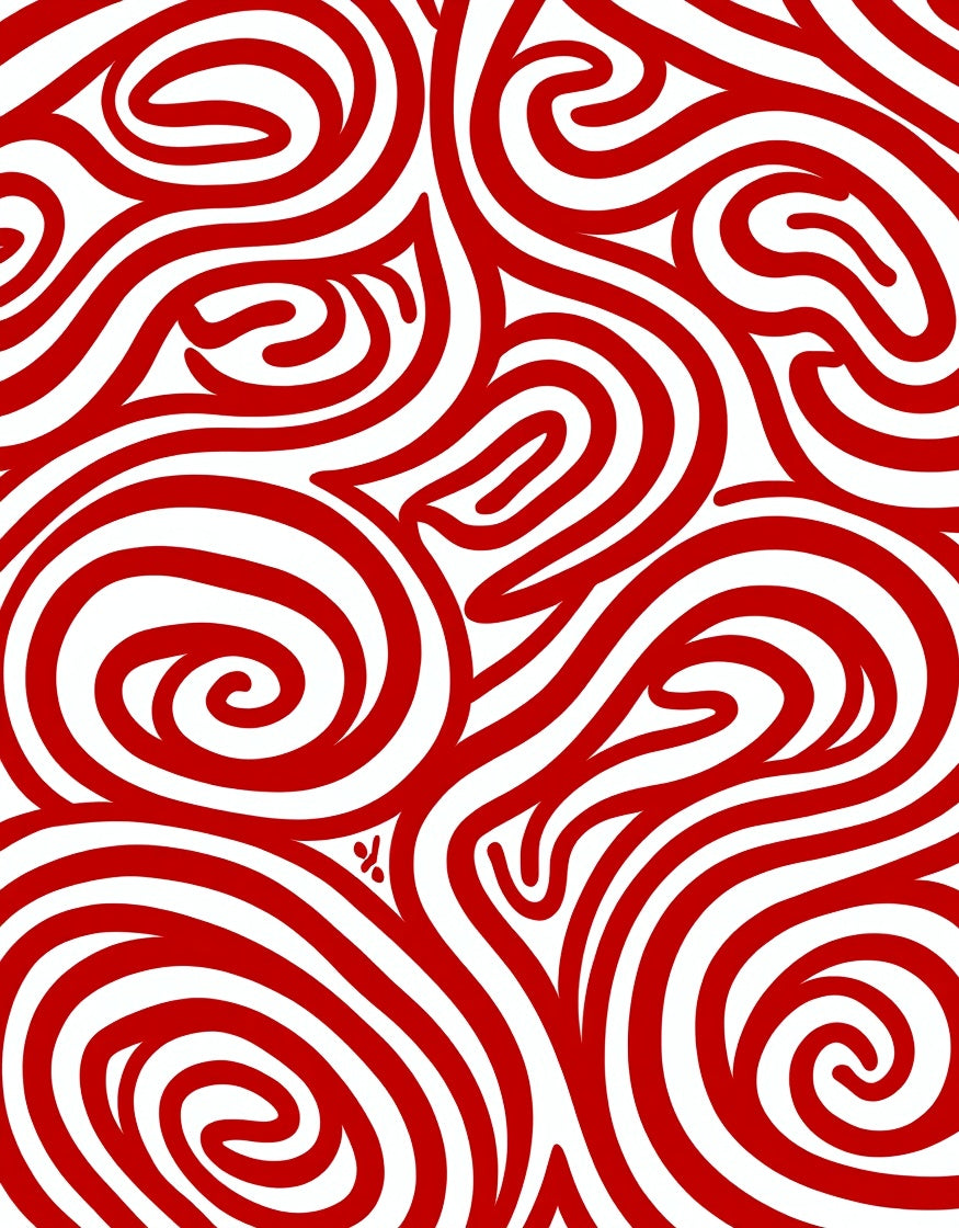 Crimson Swirl Organic Maze Rug