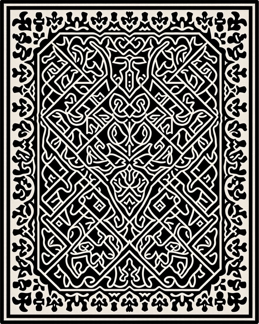 Black White Intricate Celtic Knot Rug