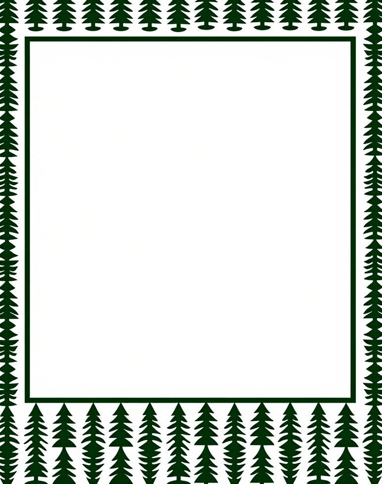Forest Green Tree Border Rug