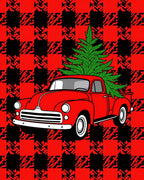 Red Truck Pine Baffalo Check Rug