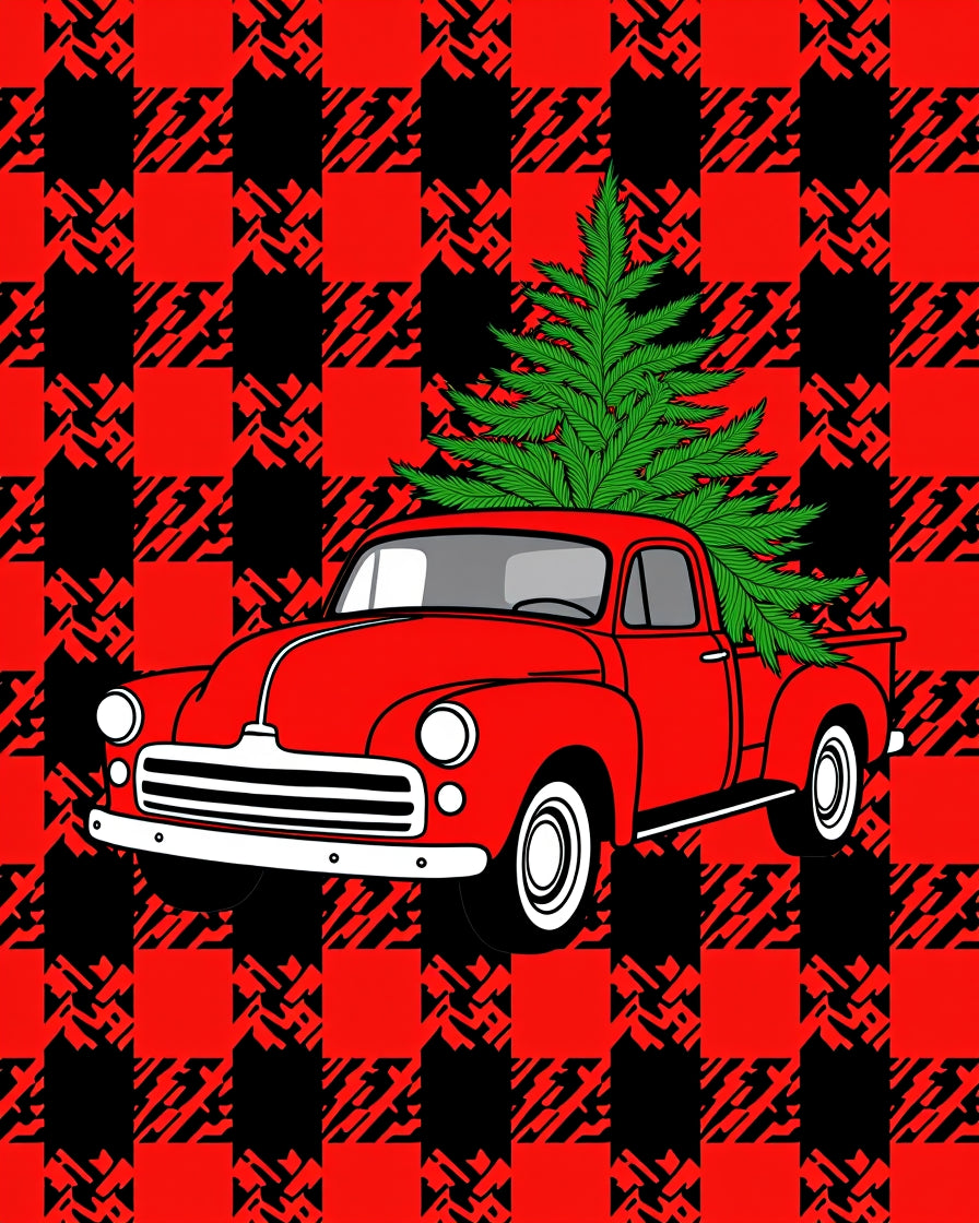 Red Truck Pine Baffalo Check Rug