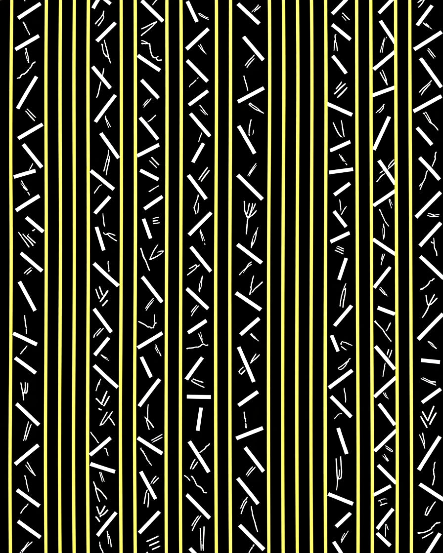 Black Yellow Stripped Abstract Shapes Rug