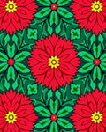 Crimson Yellow Floral Medallion Green Rug