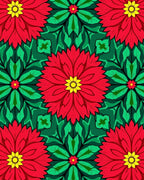 Crimson Yellow Floral Medallion Green Rug