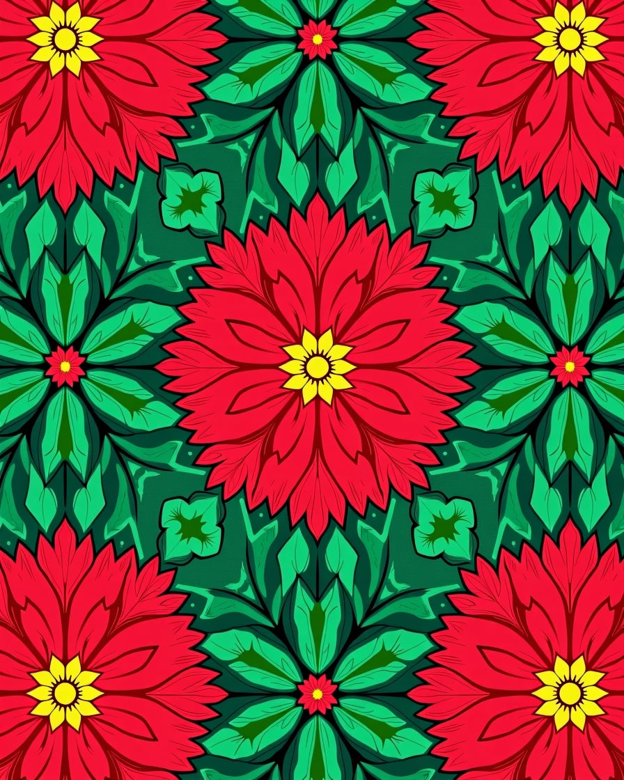 Crimson Yellow Floral Medallion Green Rug