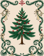 Festive Evergreen Garland with Cherries Rug