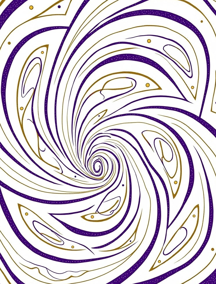 Radiant Purple Gold Swirl Abstract Rug
