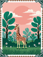 Whimsical Giraffe Safari Sunset Rug
