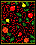 Red Yellow Holiday Bauble Swirl Rug