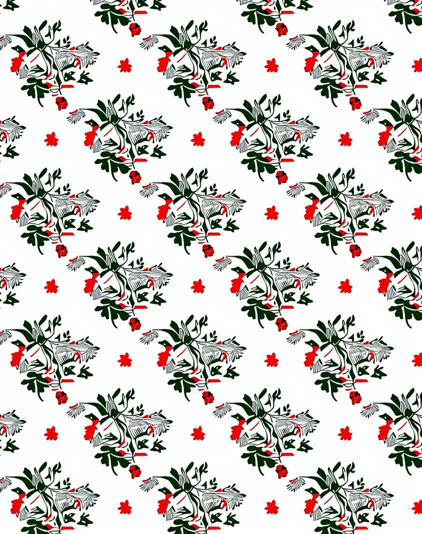 Red Green Abstract Floral Arrangement Rug