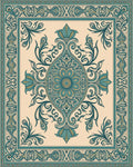 Teal Cream Opulent Floral Scroll Rug