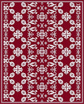 Deep Red White Folkloric Blossom Rug
