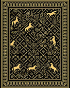 Golden Horses Regal Black Tapestry Rug