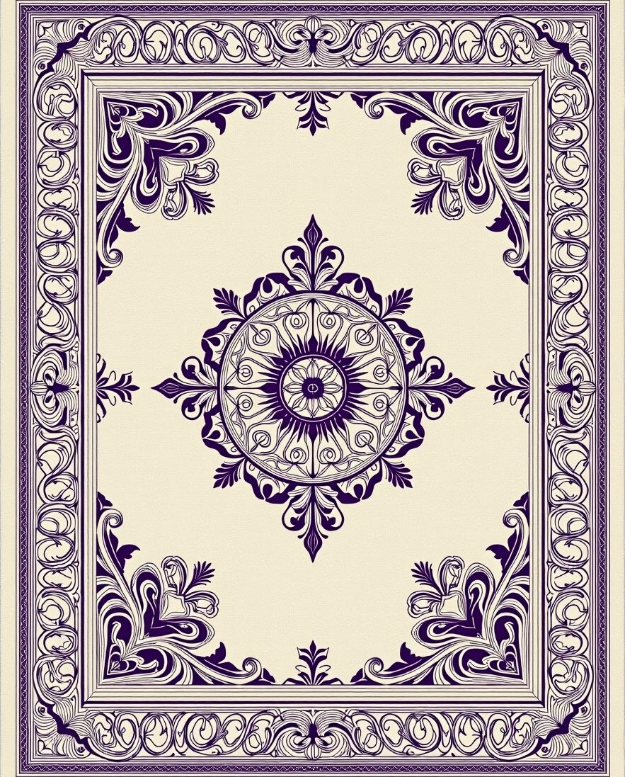 Deep Plum Ornate Central Medallion Rug