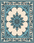 Ornate Teal Floral Arabesque Rug