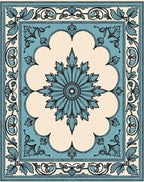 Ornate Teal Floral Arabesque Rug