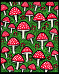 Red White Mushroom Forest Garden Rug