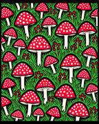 Red White Mushroom Forest Garden Rug