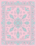 Pink Teal Ornate Mandala Floral Rug