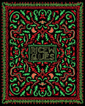 Bold Red Green Abstract Botanical Outline Rug