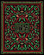 Bold Red Green Abstract Botanical Outline Rug