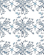Drawn Blue Snowflake Mandala Art Rug