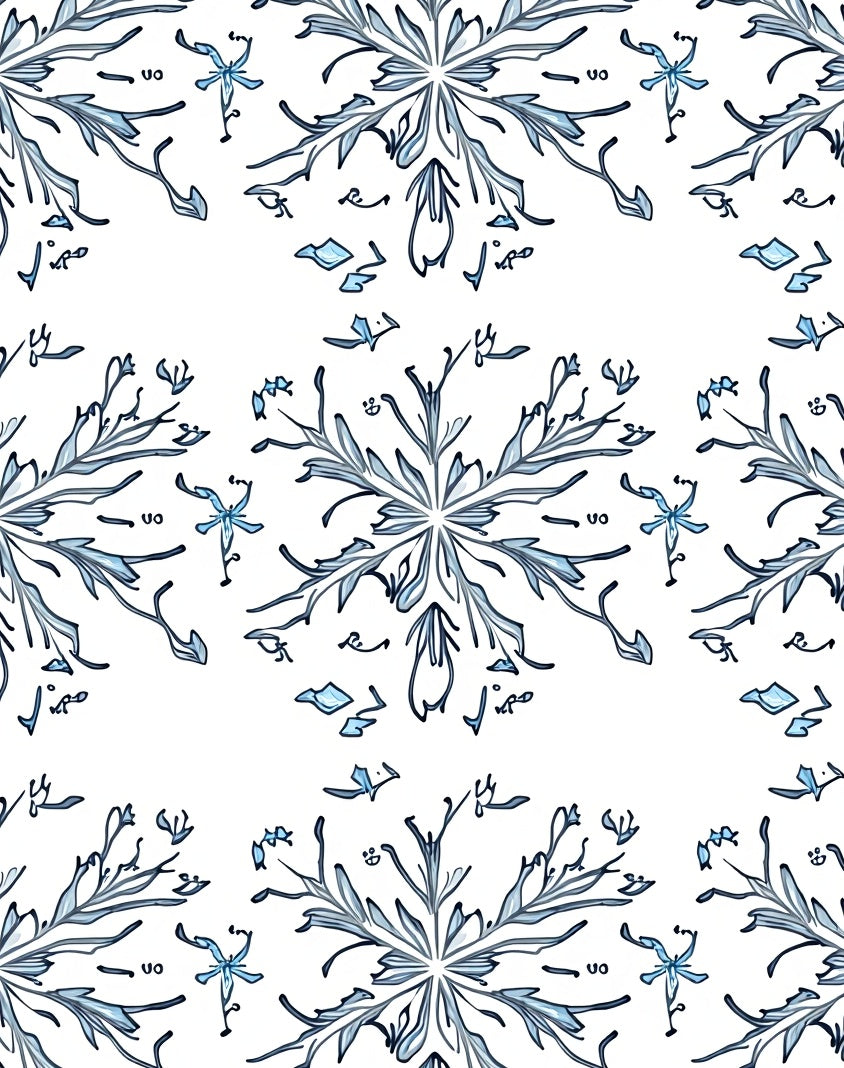Drawn Blue Snowflake Mandala Art Rug