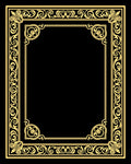 Ornate Gold Scrollwork Border Rug