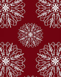 Deep Red White Floral Mandala Rug