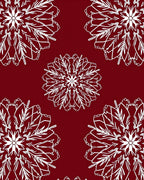 Deep Red White Floral Mandala Rug