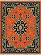 Orange Indigo Floral Medallion Rug