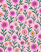 Pink Floral Garden Daisy Blooms Rug
