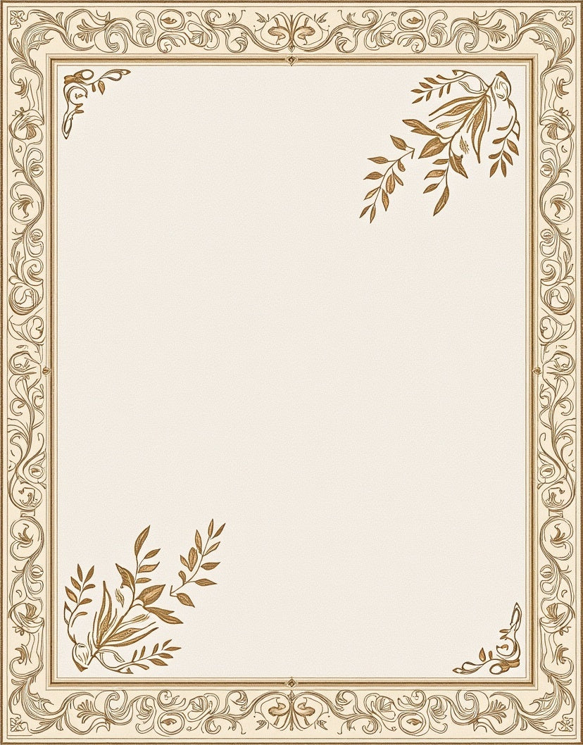Ornate Gold Leaf Border Rug