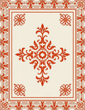 Ornate Crimson Flourish Border Rug