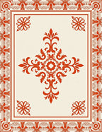 Ornate Crimson Flourish Border Rug