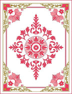 Crimson Lotus Floral Centerpiece Rug
