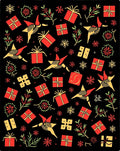 Red Gold Festive Gift Collage Rug