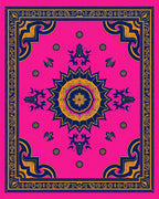 Vibrant Fuchsia Medallion Abstract Rug