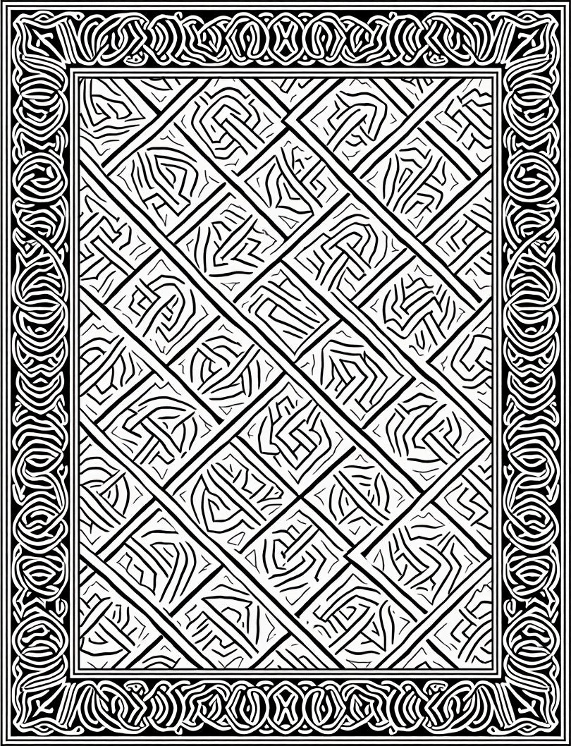 Monochromatic Interlocking Geometric Border Rug