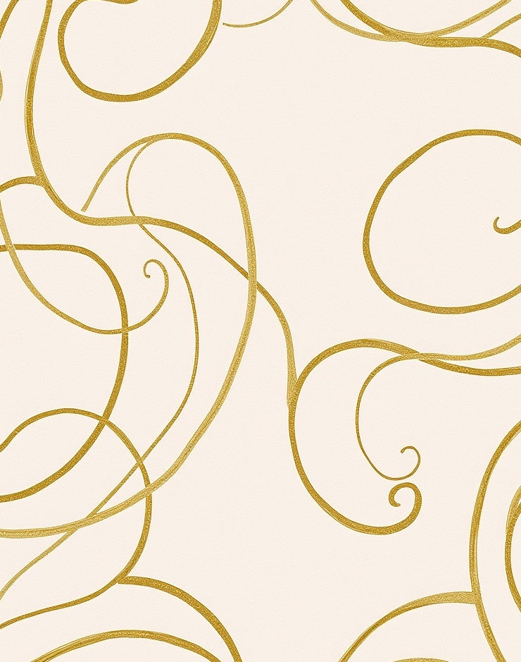 Golden Flourish Swirl Contemporary Rug