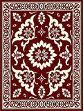 Crimson Cream Orchid Arabesque Border Rug